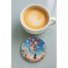 Nurdic Yuvarlak Pleksi Bardak Altlığı Baskı Desenli Tekli Mutlu Kız