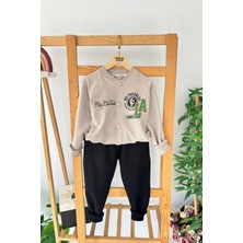 Miniğimin Cicileri La Baskılı Sweat ve Pantolon 2 Li Erkek Takımı - Bej