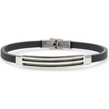 Hg.Aksesuar Erkek Desenli Silikon Kordonlu Çelik Bileklik