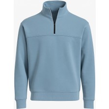 Classics Men Unisex Relax Fit Rahat Kesim Pamuklu Yarım Fermuarlı Dik Yaka Sweatshirt