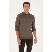 U.S. Polo Assn. Erkek Regular Fit Kapüşonlu Petek Dokulu Vizon Sweatshirt 50315526-VR052