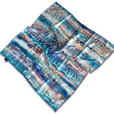 Az Hatalı Polyester La Boutique Mavi Karma Desen Eşarp 1845 - 01  34570