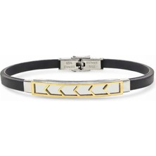 Hg.Aksesuar Erkek Desenli Silikon Kordonlu Çelik Bileklik