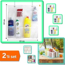 Hereveoyuncak 8 Cepli Askılı Mutfak Banyo Düzenleyici File + Beyaz Buzdolabı Düzenleyici Sepet - 2li Set 25471Z