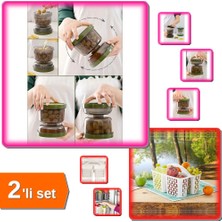 Hereveoyuncak Çift Taraflı Süzgeçli Zeytin Turşu Saklama Kabı + Buzdolabı Düzenleyici Sepet - Beyaz - 2li Set 1xpt