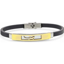 Hg.Aksesuar Erkek Kertenkele Figürlü Silikon Kordonlu Çelik Bileklik