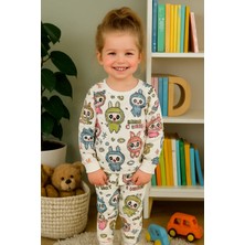Arya Nisa Kids Kız Çocuk Labubu Karakter Baskılı %100 Pamuk Mevsimlik Pijama Takımı