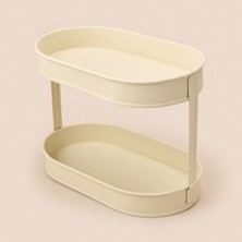Matmel Bath 2 Katlı Oval Organizer - Krem - 32,5X19 cm