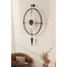 MetaQuartz Aksesuar(Büyük Boy - 50*90 cm) - Siyah Şeffaf Camlı Laclock Konik Serisi Siyah - Modern Dekoratif Metal Duvar Saati