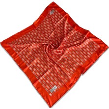 Az Hatalı Polyester La Boutique Turuncu Zincir Desen Eşarp 1866 - 06  34573