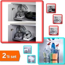Hereveoyuncak 6 Bölmeli Tencere Kapağı Organizeri + Buzdolabı Düzenleyici Sepet Caddy - Pratik 2li Set T17045