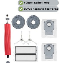 robotyedek Roborock Qrevo Maxv / Qrevo Pro / Qrevo S Uyumlu Ana Fırça, Hepa Filtre,beyaz Yan Fırça, Mop,toz Torbası 9 Parça