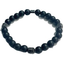 JTAW25BLK1649 8 mm Onyx ve Lav Doğaltaş Esnek Siyah Garantili Janti Bileklik