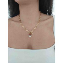 Gold Harfli Yılbaşı Christmas Temalı Kolye