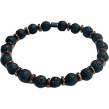 JTAW25BLK1650 8 mm Lav ve Hematit Doğaltaş Esnek Siyah Garantili Janti Bileklik