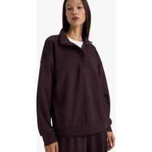 DeFacto Relax Fit Yarım Balıkçı Yaka Fermuarlı Modal Sweatshirt F0816AX25AU