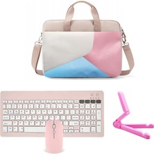 Microcase Apple iPad Pro 11 2025 Tablet ile Uyumlu Tablet Çantası+Bluetooth Klavye+Bluetooth Mouse+Tablet Standı Pembe AL5296