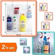 Hereveoyuncak Beyaz Buzdolabı Düzenleyici Sepet + 8 Cepli Askılı Mutfak Organizer - Pratik 2li Set 6YC13R