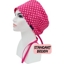 Doktorbonem Standart Beden Koyu Pembe Puantiye Cerrahi Bone Doktor Hemşire Sağlıkçı Hastane Bonesi