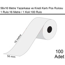 Marketix 56x16 Metre Beyaz Termal Kredi Kartı ve Yazarkasa Pos Rulosu 100 Adet