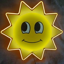 Kamer Neon LED Işıklı Güneş Emoji Pop Art