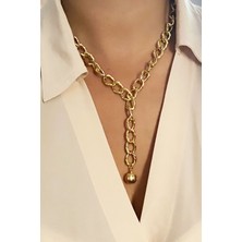Liveyn Design Gold Küre Uçlu Zincir Kolye