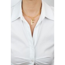 Liveyn Design Gold Zincir F Harf Kolye F Harfi