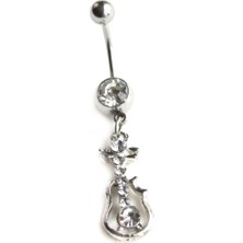 Liveyn Design Taşlı Çelik Göbek Piercing