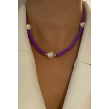 Liveyn Design Barok Incili Mor Fimo Kolye