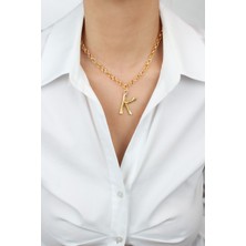 Liveyn Design Gold Zincir K Harf Kolye K Harfi
