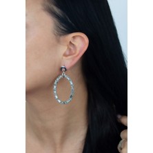 Liveyn Design Kristal Taşlı Oval Tasarım Küpe