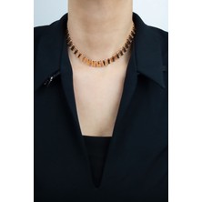 Liveyn Design Dikdörtgen Form Klasik Gold Kolye