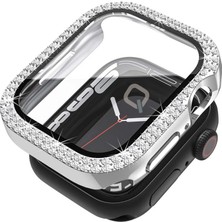 Quse Taşlı Kasa ve Ekran Koruyucu, Apple Watch Series 11/10 46MM ile Uyumlu, Gümüş