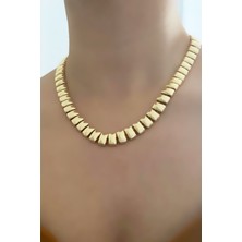 Liveyn Design Gold Renk Dikdörtgen Kesim Kolye