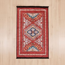 Evidea Soft Uşak Saray Desenli Halı - Kırmızı - 80X150 cm
