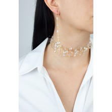 Liveyn Design Kristal Taşlı Gold Kolye Küpe Set