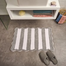Evidea Soft Tufting Line Banyo Paspası - Ekru / Gri - 60X90 cm