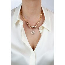 Liveyn Design Halka Zincir Bronz Uçlu Tasarım Kolye