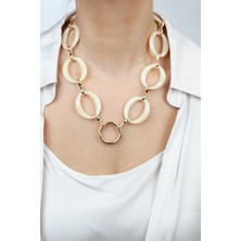 Liveyn Design Kemik Görünümlü Büyük Halka Kolye