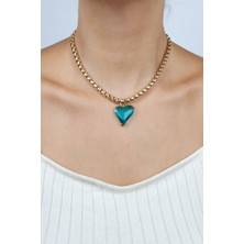 Liveyn Design Kristal Kalp Uçlu Gold Klye