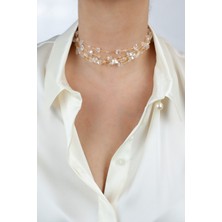 Liveyn Design Kristal Taşlı Gold Kolye