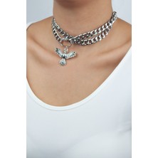 Liveyn Design Çift Sıralı Anka Kuş Figürlü Kolye