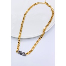 Liveyn Design Zirkon Taşlı Gold Renk Zincir Kolye