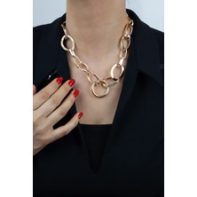 Liveyn Design Kalın Zincir Tasarım Gold Kolye