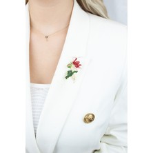 Liveyn Design Çiçek Figür Yaka Broşu