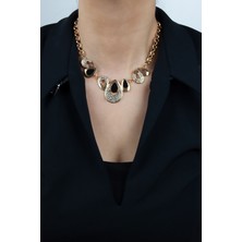 Liveyn Design Halka Zincir Zirkon Taşlı Gold Kolye