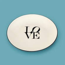 Evidea Kitchen Bold Heart Porselen Tatlı Tabağı - Siyah / Beyaz - 19 cm