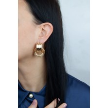 Liveyn Design Gold Kaplama Işlemeli Küpe