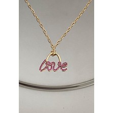 Liveyn Design Love Yazılı Zirkon Taşlı Kolye