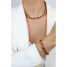 Liveyn Design Kontras Renk Zincir Kolye Bileklik Set